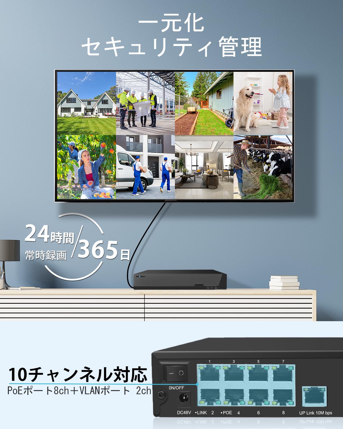 Amazon | GENBOLT 4K 防犯カメラ録画機 10チャンネル PoE有線 NVR 防犯